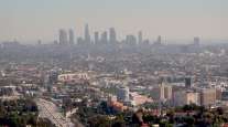 Haze-shrouded Los Angeles skyline
