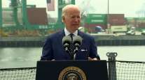 President Joe Biden at the Port of Los Angeles
