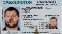Sample copy of a Washington drivers license