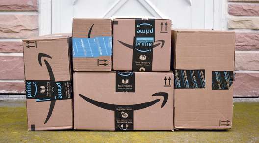 Stacked Amazon Prime boxes.