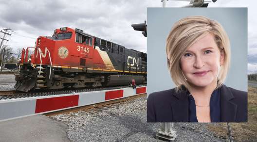  A Canadian National Railway locomotive and new CEO Tracy Robinson