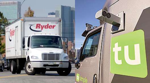 Ryder and TuSimple trucks