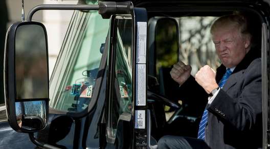 Donald Trump in a truck cab