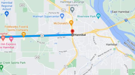 Map of Hannibal, Mo.
