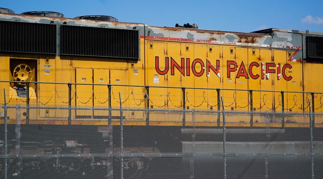 A Union Pacific train engine