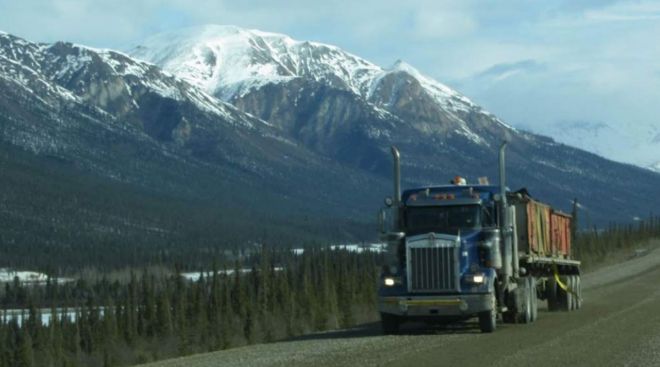 truck on Alaska road