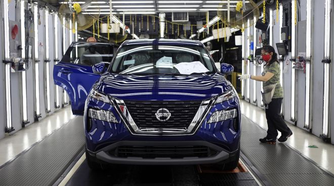 A vehicle on the Nissan production line