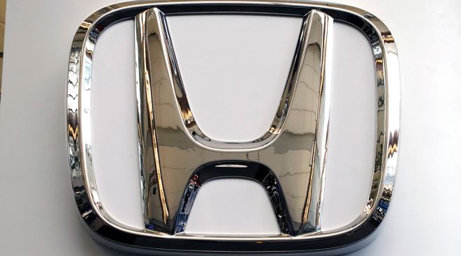 A Honda logo at the 2019 Pittsburgh International Auto Show