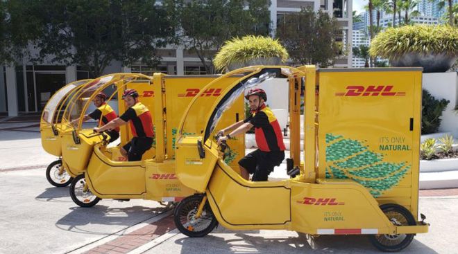 DHL cargo bikes in Miamin May 2020