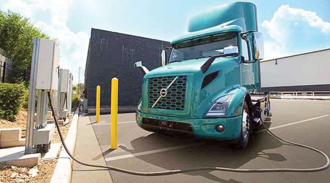 Volvo electric truck charges