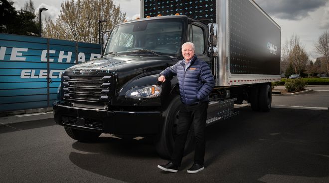 Daimler Truck NA CEO John O'Leary with the eM2