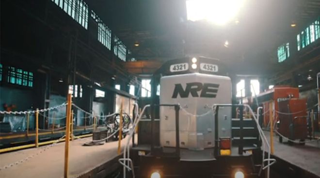 NRE logo on a train