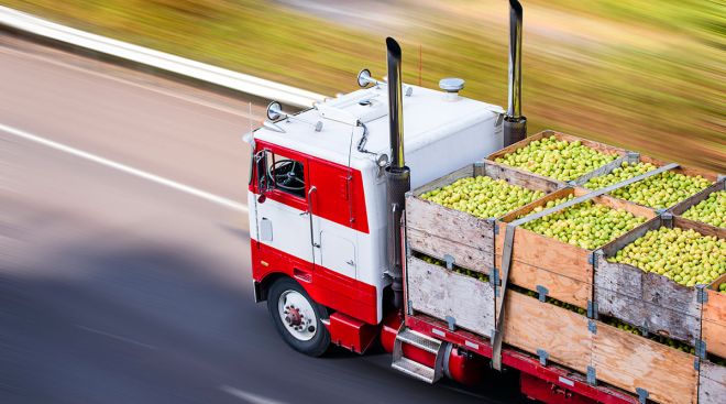 Truck hauling produce