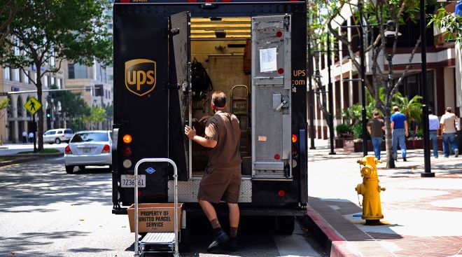 A UPS delivery truck