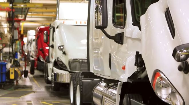 Freightliner trucks in production