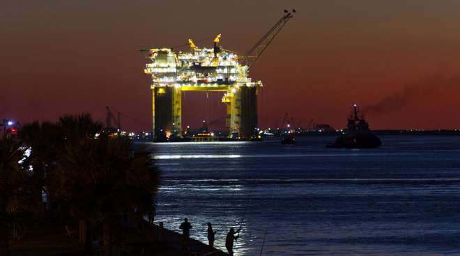 An offshore oil platform