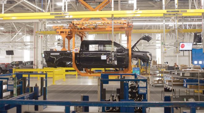 Ford F-150 Lightning on a production line