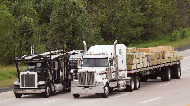 Trucks hauling freight