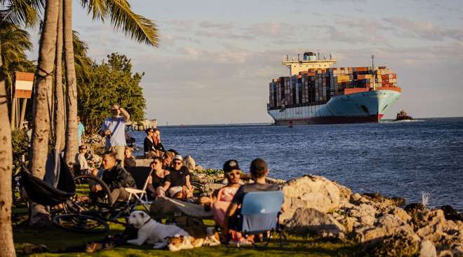 Container ship in Miami