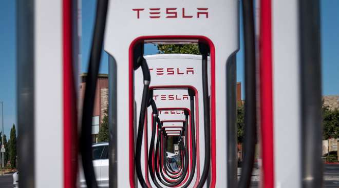 Tesla supercharger station in California