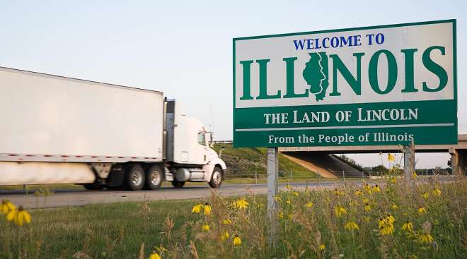 Truck entering Illinois from Wisconsin
