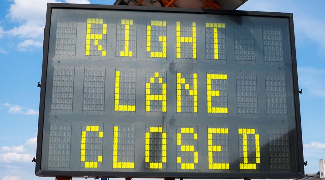 Lane closure sign