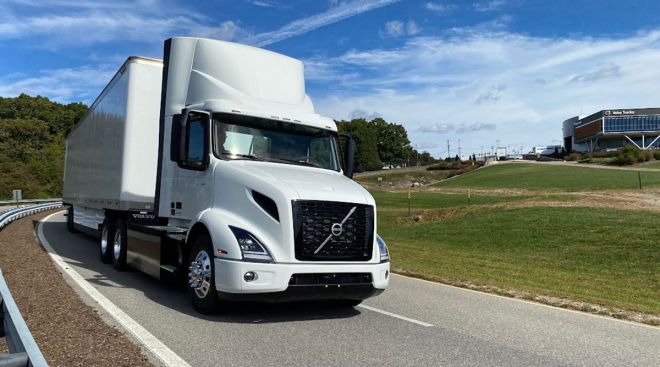 Volvo truck on the test track at the New River Valley plant 