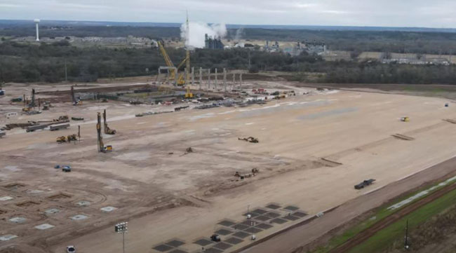Tesla's Austin-area factory construction site is seen via drone on Nov. 29.