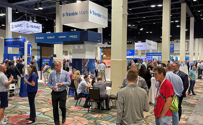 A view of the exhibit floor at Trimble's 2022 Insight technology conference