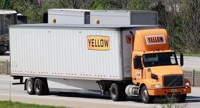 A Yellow truck on I-65 in May of 2018